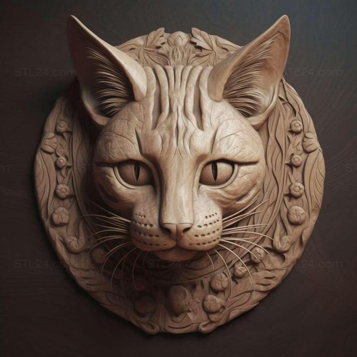 Nature and animals (Egyptian Mau cat 4, NATURE_536) 3D models for cnc